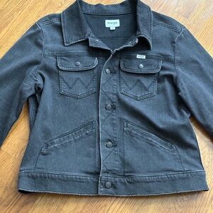 Washed Down Black Ladies Denim Jacket by Wrangler